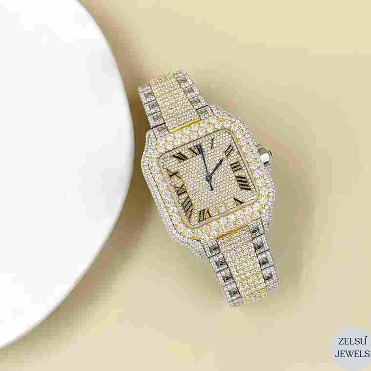 Luxury Cartier bust-down watch, featuring a diamond-encrusted design for ultimate opulence.