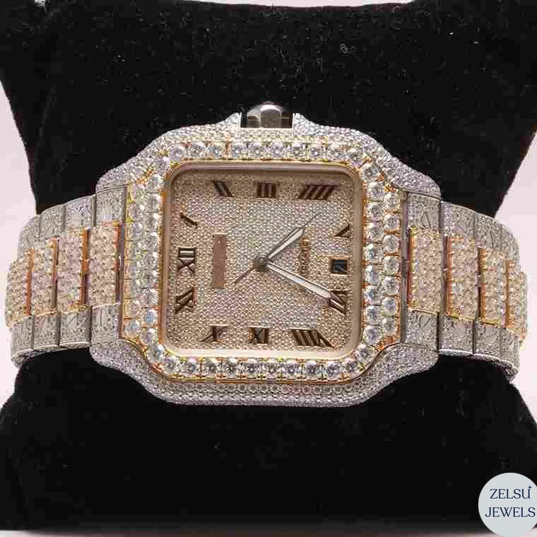 Diamond-encrusted Cartier bust-down watch, perfect for those wanting to add a touch of brilliance to their collection.