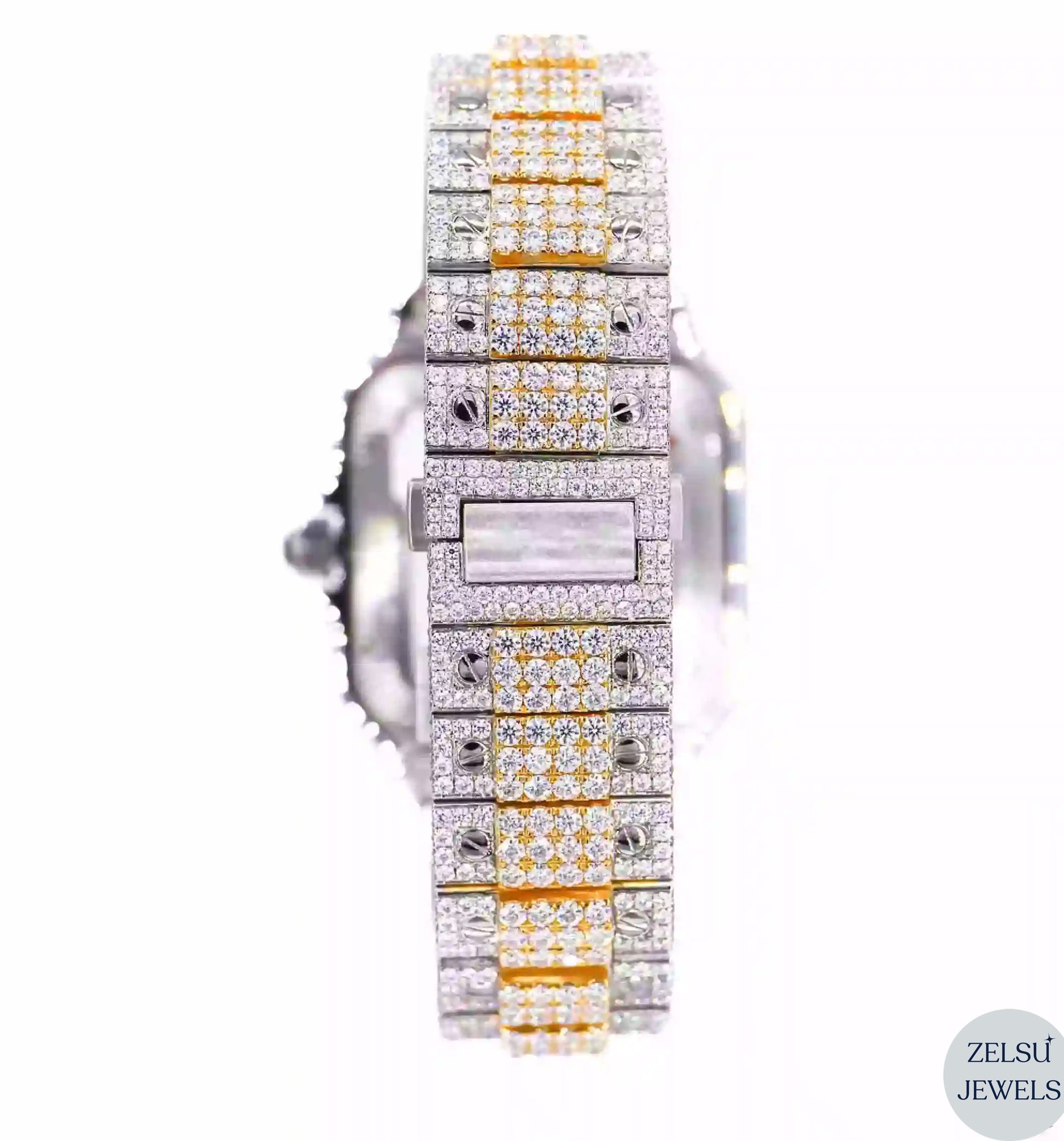Stunning Cartier bust-down watch with sparkling diamonds, designed for luxury watch enthusiasts.
