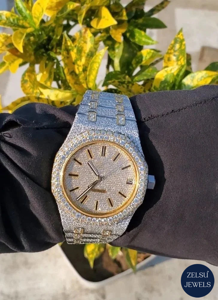 Luxury two-tone VVS diamond watch, featuring high-quality VVS diamonds for a brilliant and elegant design.