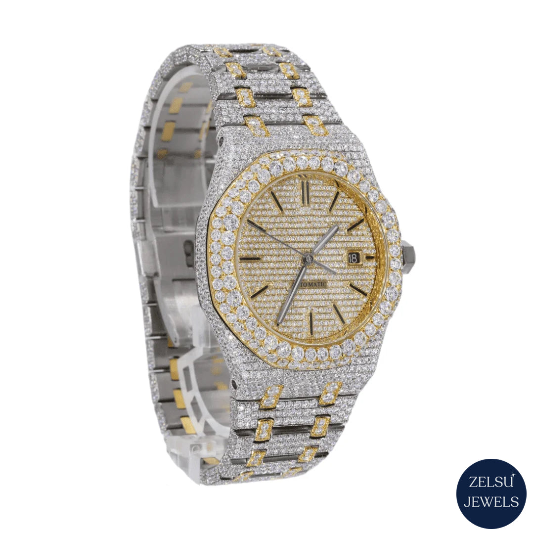 Two-tone VVS diamond watch with premium diamonds and a polished finish, offering both style and durability.