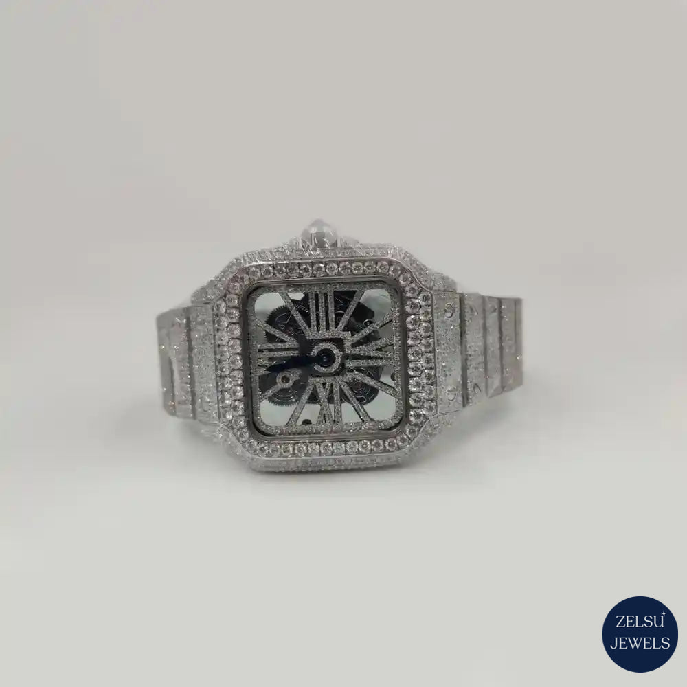 Luxury automatic Cartier silver watch, combining premium materials and craftsmanship for a refined look.