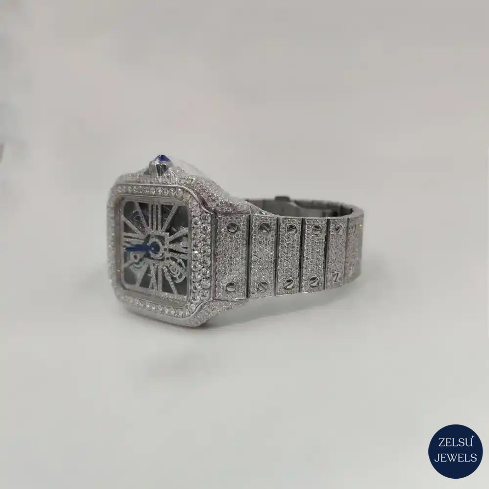 Sophisticated automatic Cartier silver watch with sleek finish and advanced Swiss movement.