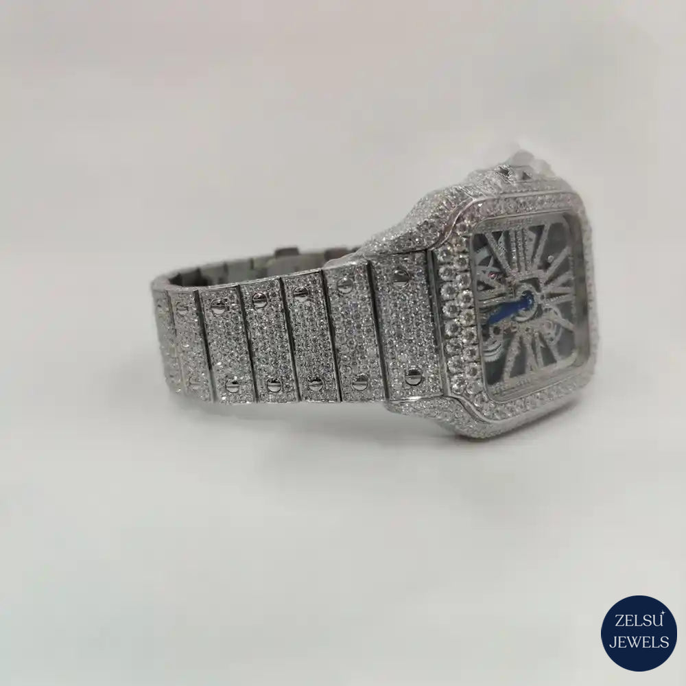 Cartier silver automatic watch, blending classic design with modern Swiss automatic technology.