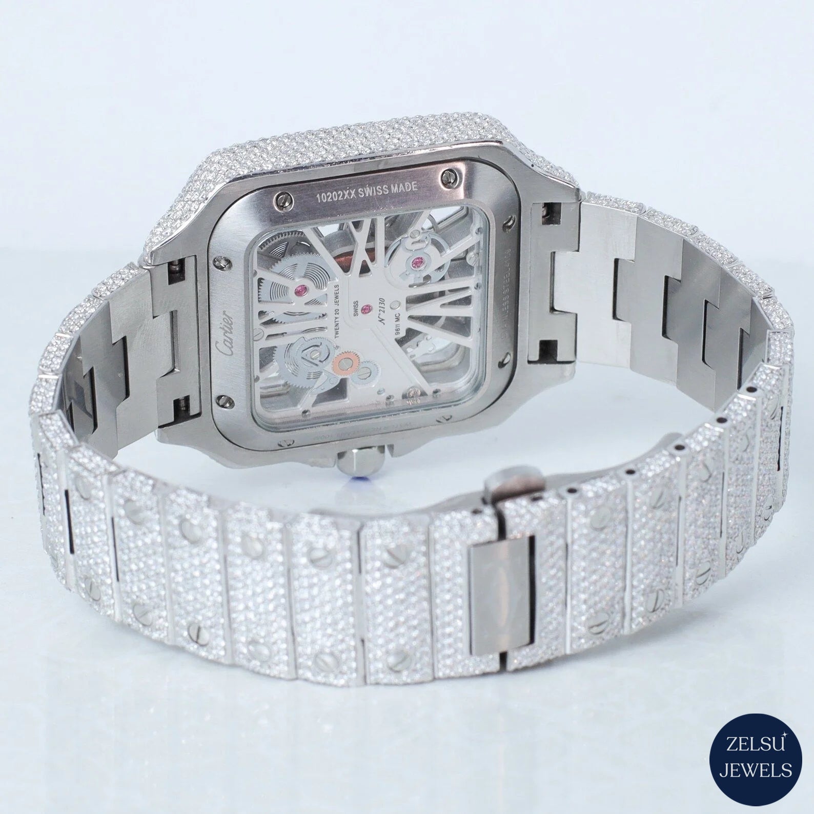 Cartier silver automatic watch, offering a timeless design with high-end automatic Swiss movement.