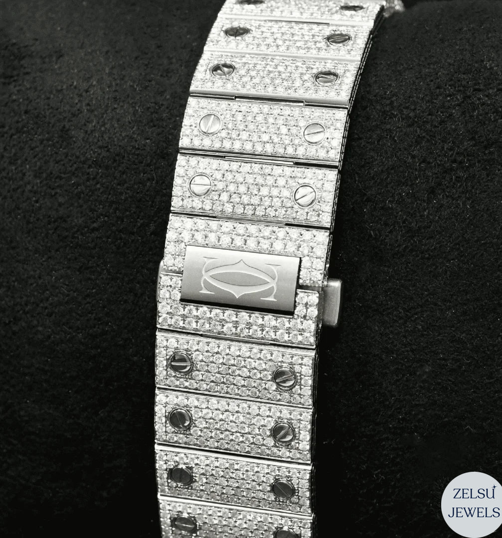 Elegant Cartier two-tone silver automatic watch with luxury craftsmanship and timeless appeal.