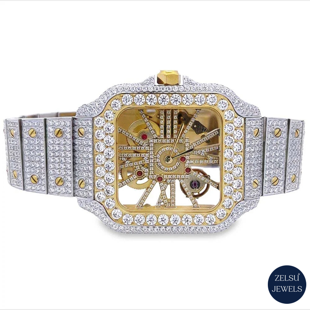 Sophisticated Cartier two-tone silver watch with automatic movement and classic, timeless style.