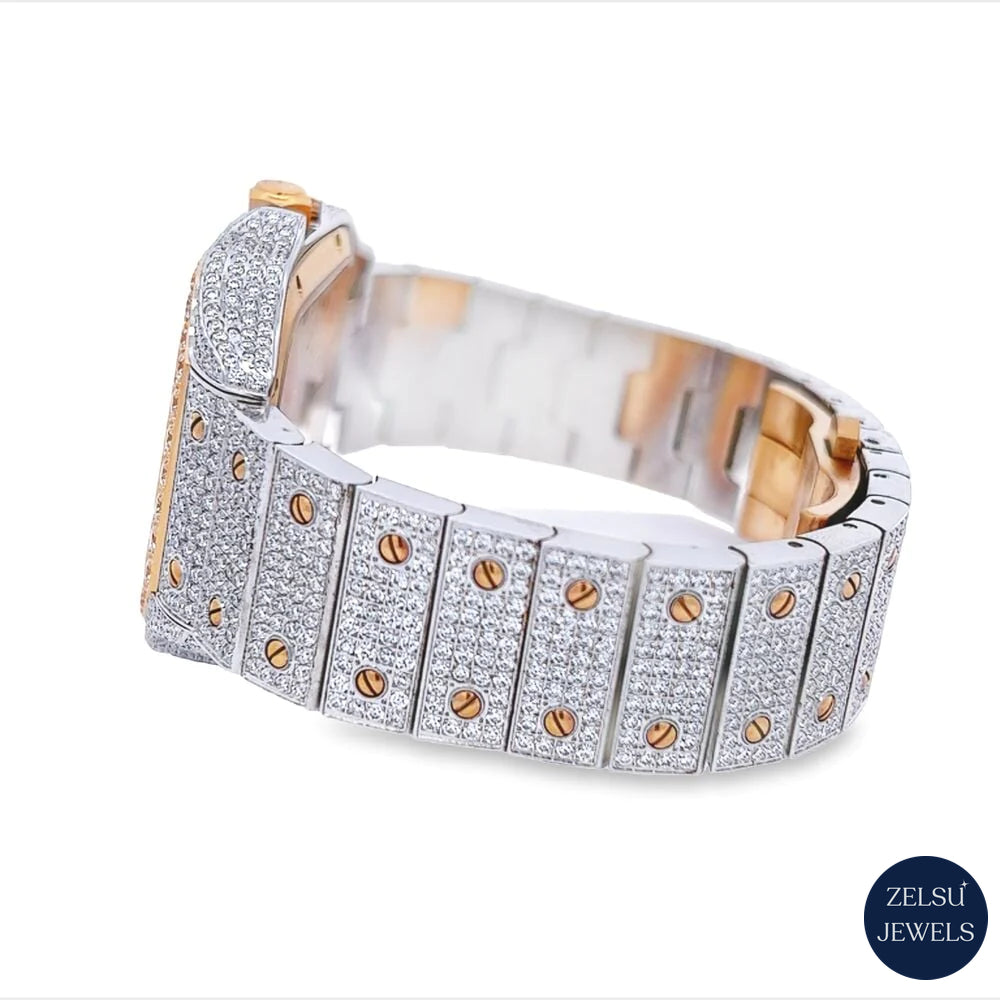 Luxury Cartier two-tone and silver automatic watch, combining elegant design with reliable Swiss movement.