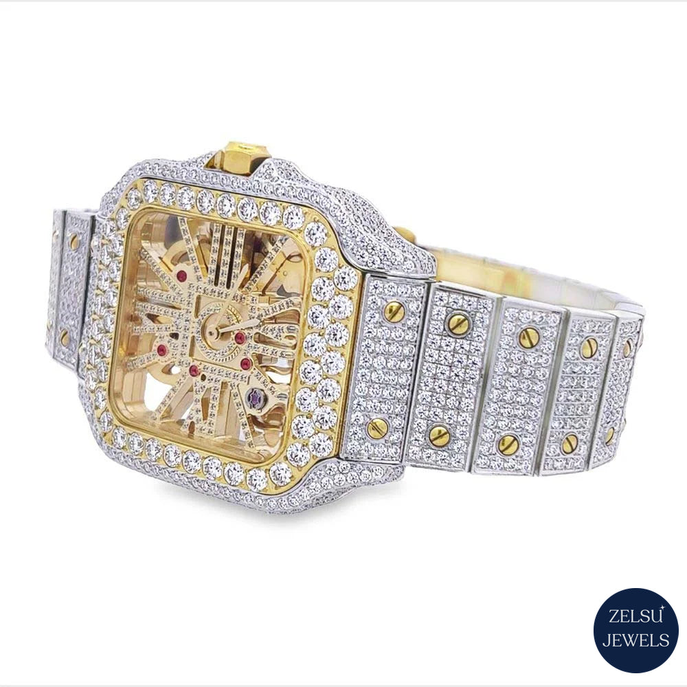 Luxury Cartier two-tone and silver automatic watch, featuring flawless Swiss movement and premium finish.