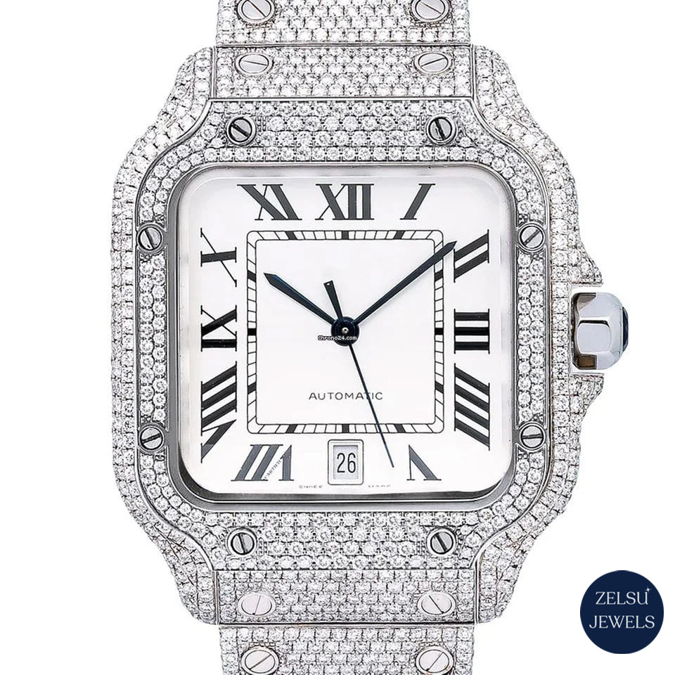 Luxury Cartier diamond watch, featuring radiant diamonds and exceptional Swiss craftsmanship for timeless elegance.