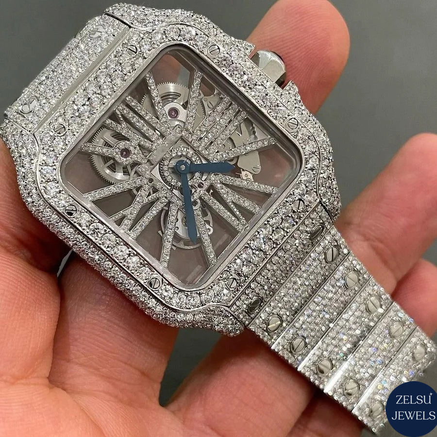 Timeless automatic moissanite watch with diamond bezel, offering unparalleled craftsmanship and sophistication.