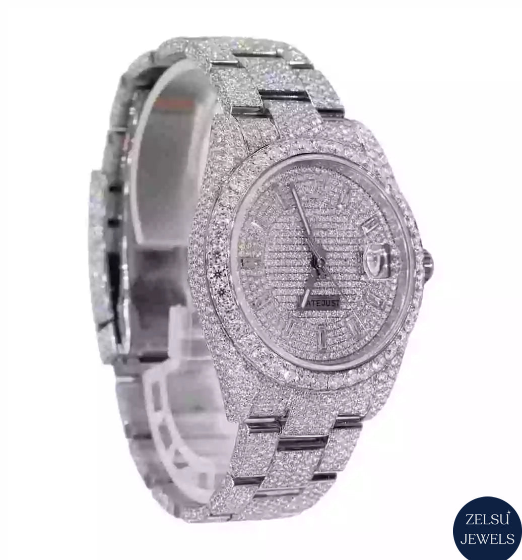 Luxury Rolex moissanite diamond watch for men, designed with an exquisite diamond bezel for a high-end appearance.