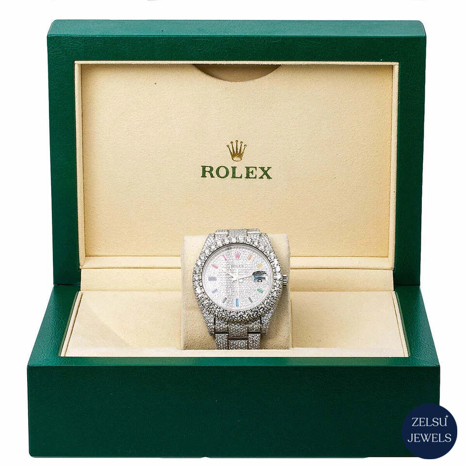 Sophisticated Rolex wristwatch with a stunning color diamond dial, perfect for fashion-forward collectors.