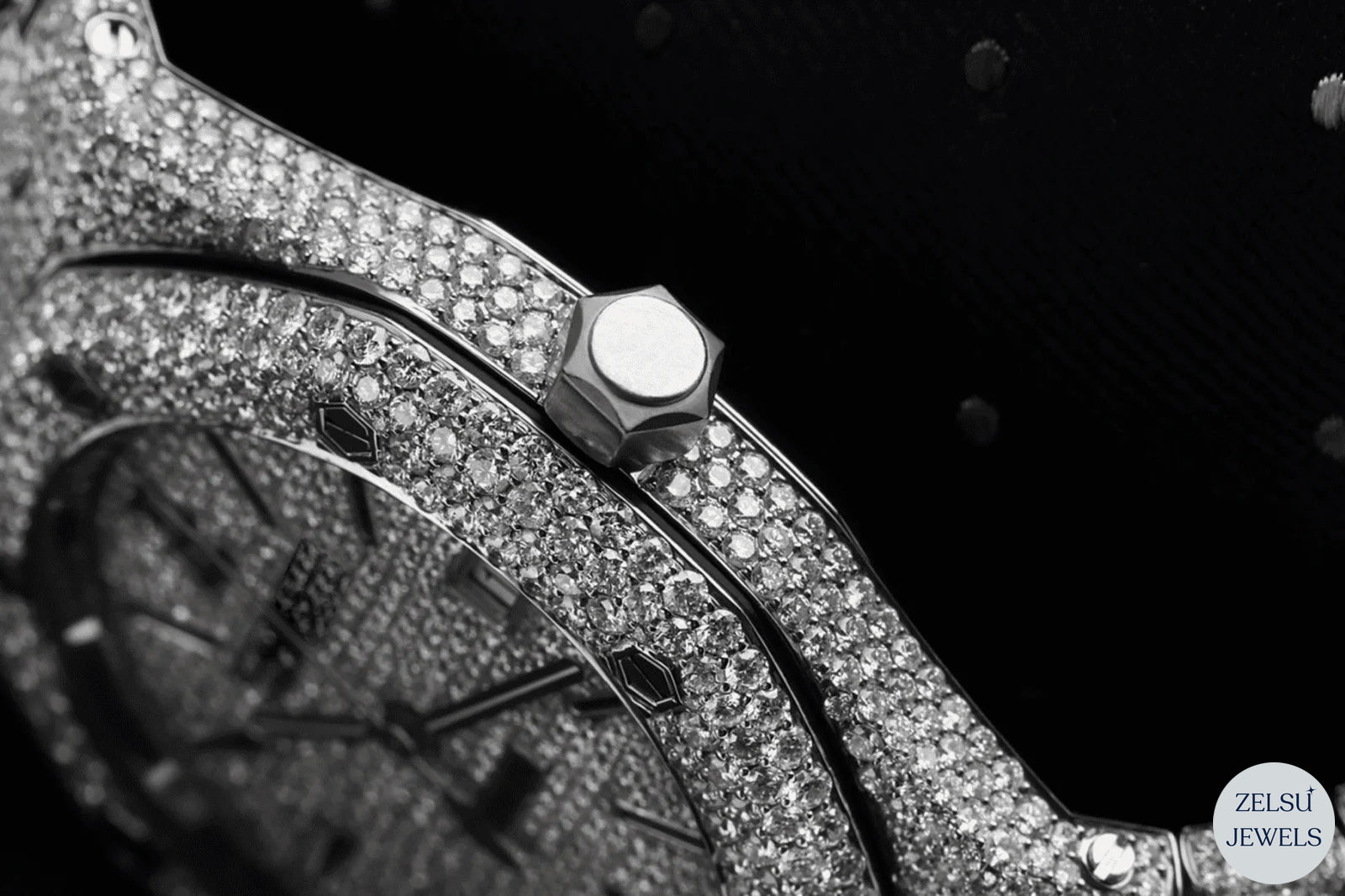 moissanite silver diamond watch featuring sparkling diamonds and a refined design, perfect for high-end fashion lovers.