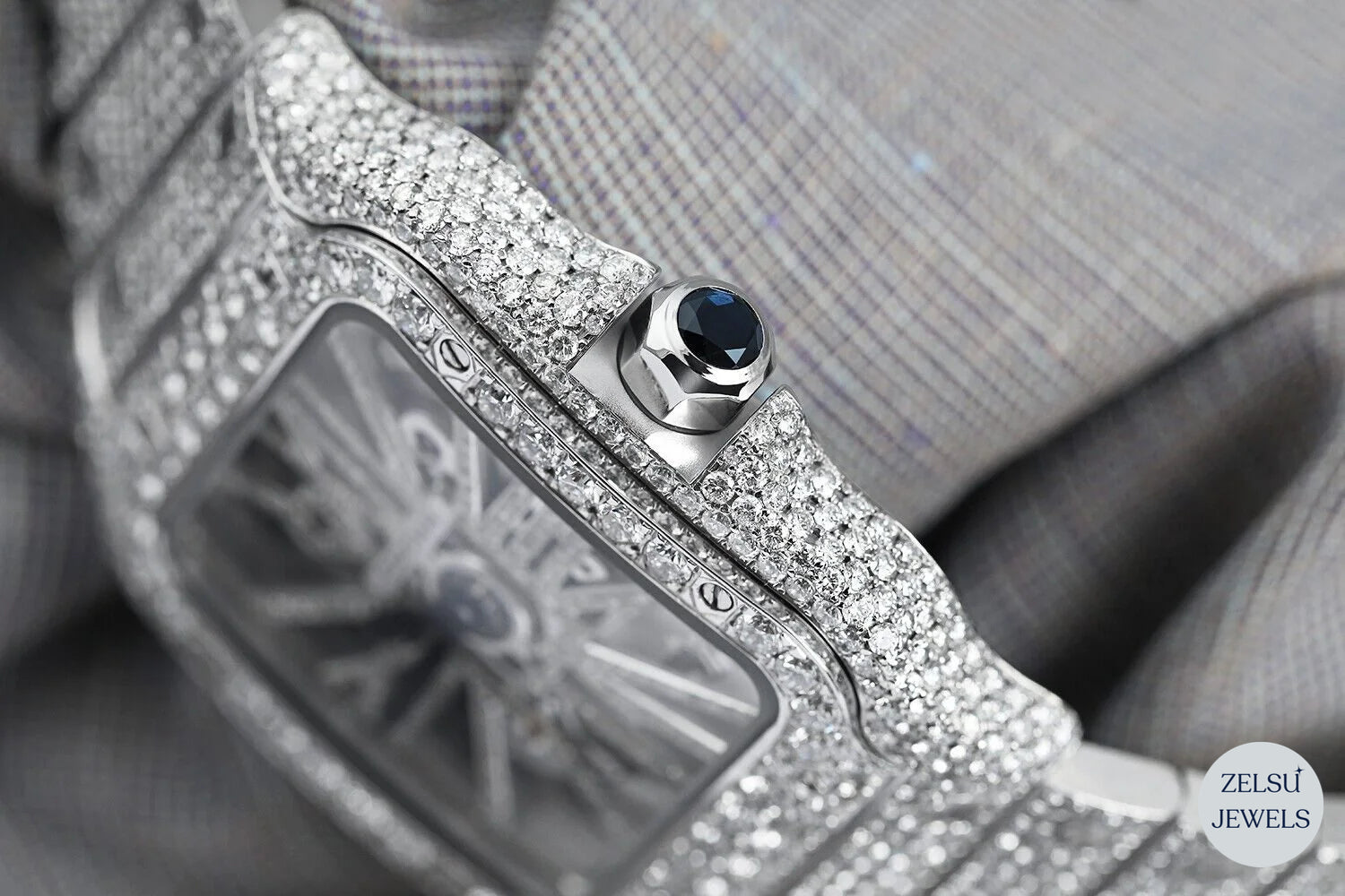 Cartier silver automatic watch, offering a sleek and elegant look with precise Swiss movement.