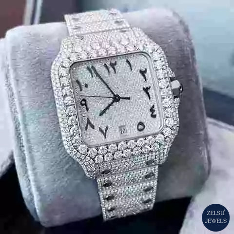 Cartier bust-down moissanite diamond watch, perfect for those who appreciate luxury, diamonds, and iconic design.