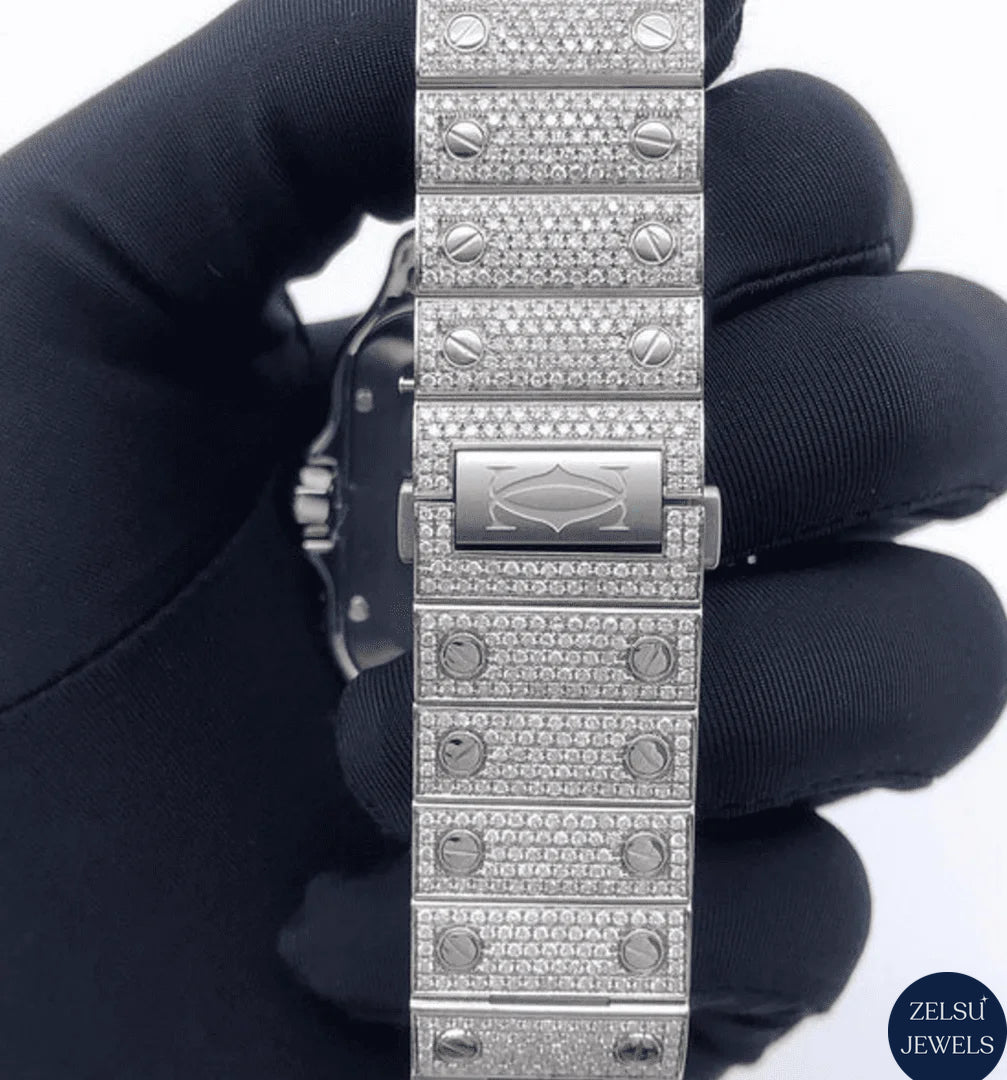 Exquisite Cartier bust-down watch with VVS clarity diamonds, offering luxury and flawless diamond detailing.