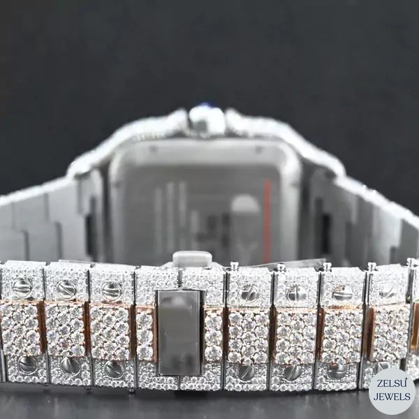 moissanite diamond watch with sparkling diamonds, perfect for making a bold luxury statement.