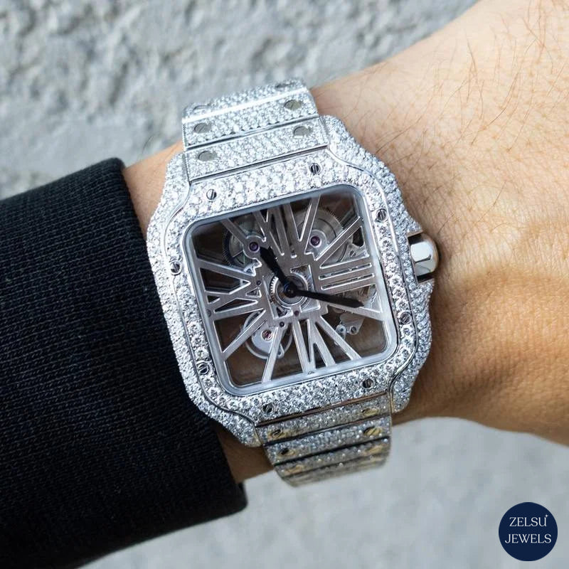 Sophisticated Cartier silver automatic watch, combining timeless style with the precision of Swiss automatic movement.