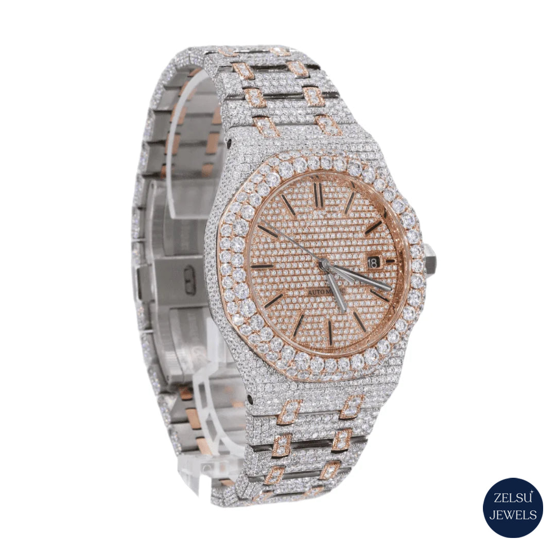 Radiant two-tone diamond AP watch, offering a perfect combination of bold style and luxurious diamonds.