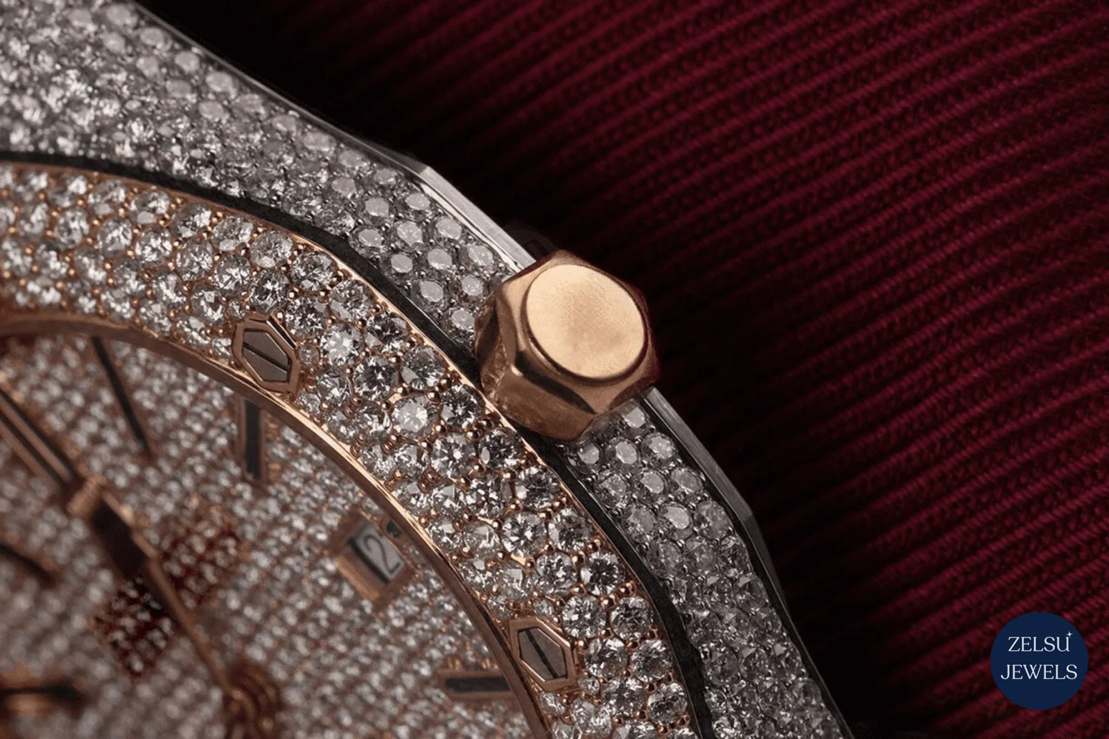 Exquisite two-tone diamond AP watch with stunning diamonds, offering a unique blend of luxury and craftsmanship.