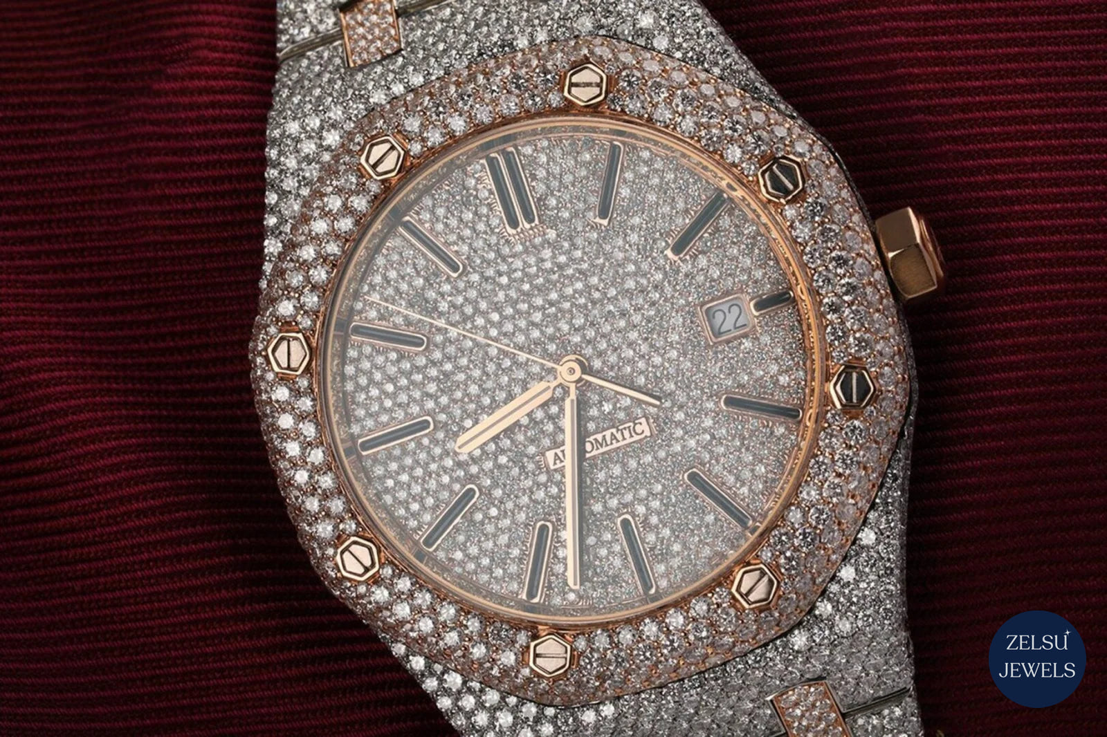 Luxury two-tone diamond AP watch, perfect for those who appreciate both opulence and high-end design.
