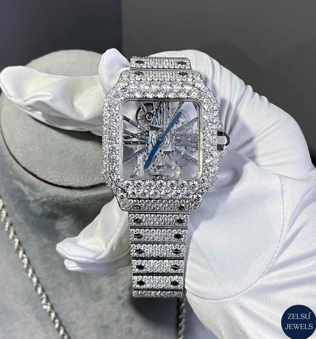Radiant automated silver Cartier watch, featuring iconic design and Swiss automatic movement for a timeless look.