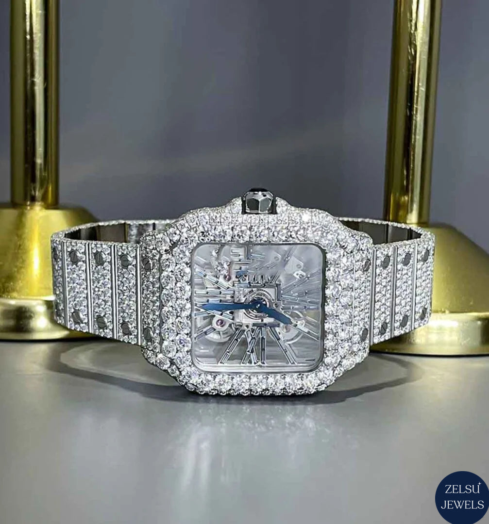 Elegant automated silver Cartier watch, offering precision and luxury with every tick of the automatic movement