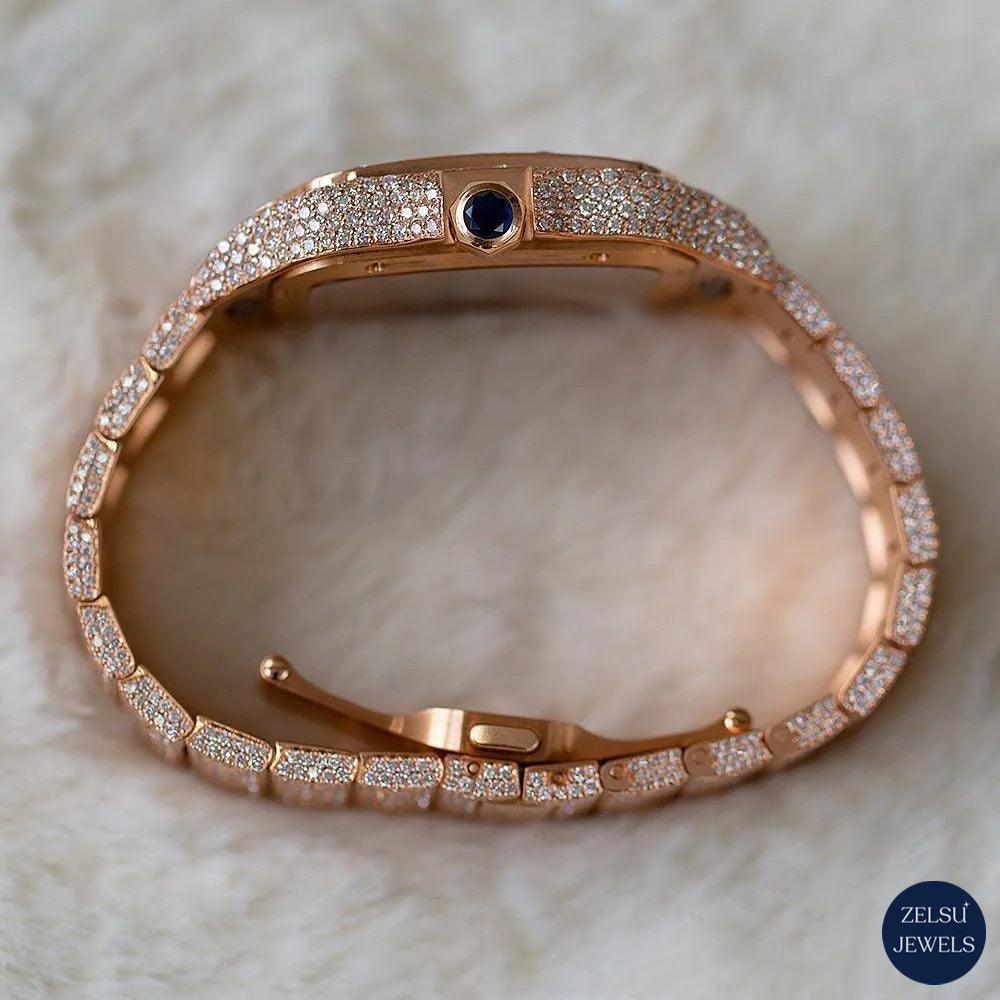 Sophisticated rose gold moissanite diamond watch with automated movement, ideal for those who appreciate elegance and precision.