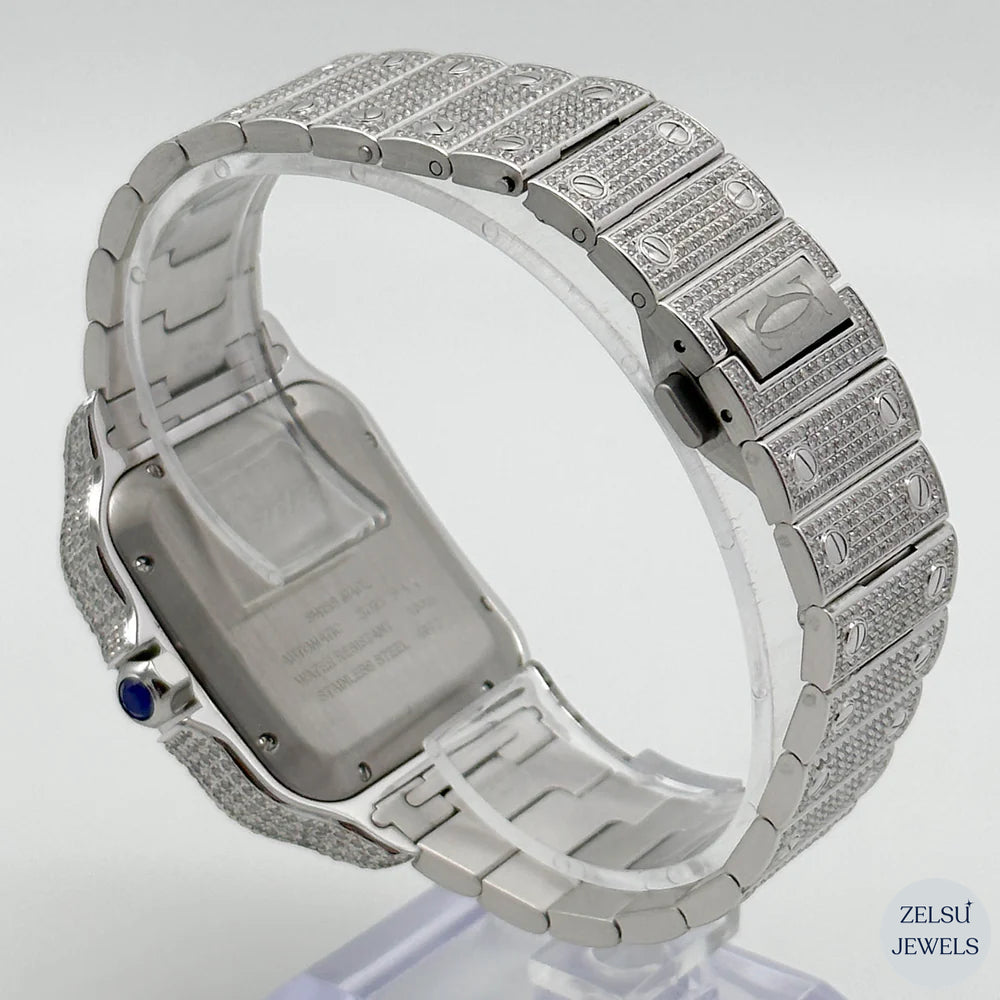 Cartier watch with a captivating blue diamond crown, perfect for fashion-forward individuals seeking luxury.