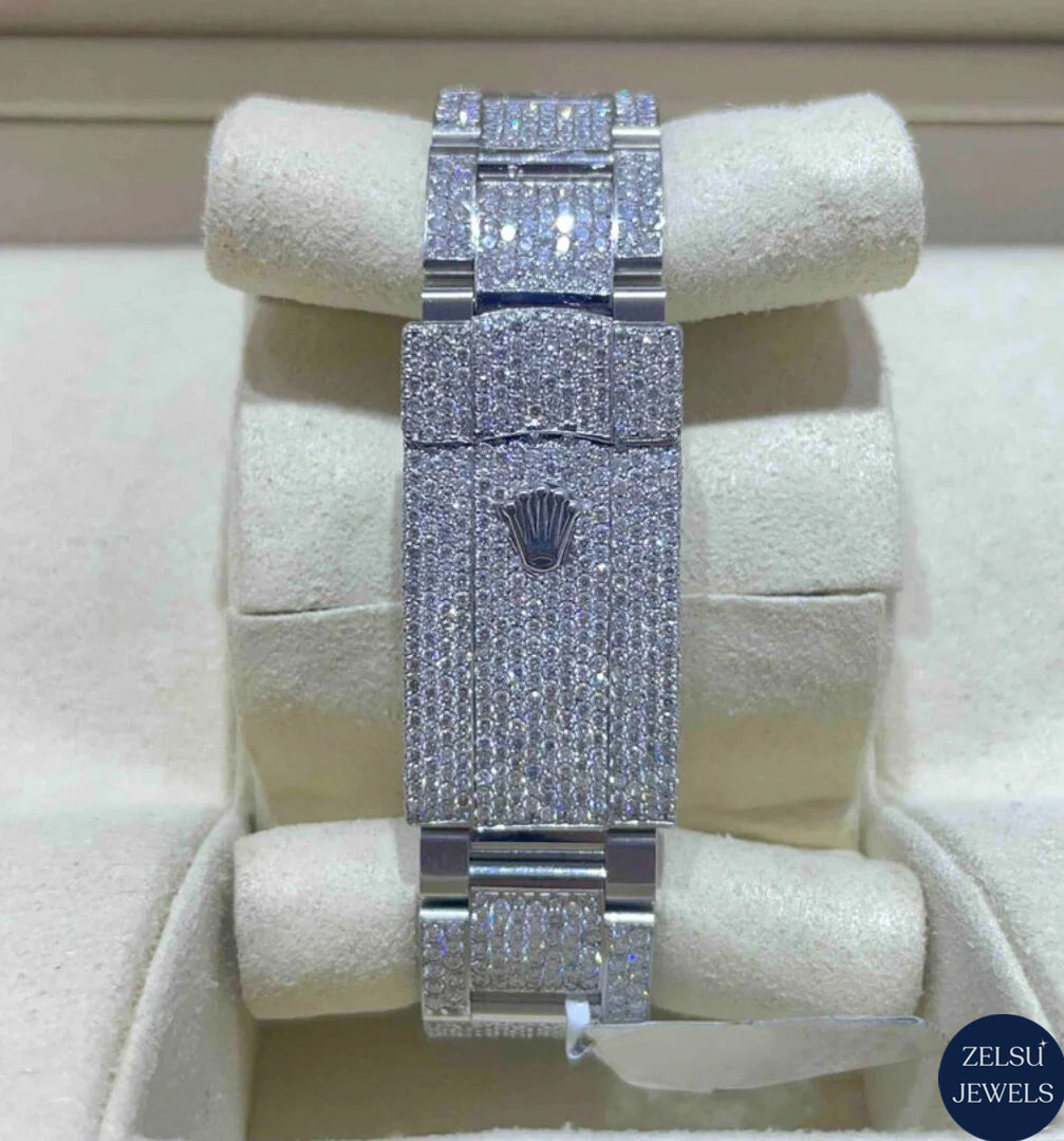Radiant Rolex diamond watch, featuring beautiful moissanite diamonds for a sophisticated and timeless design.
