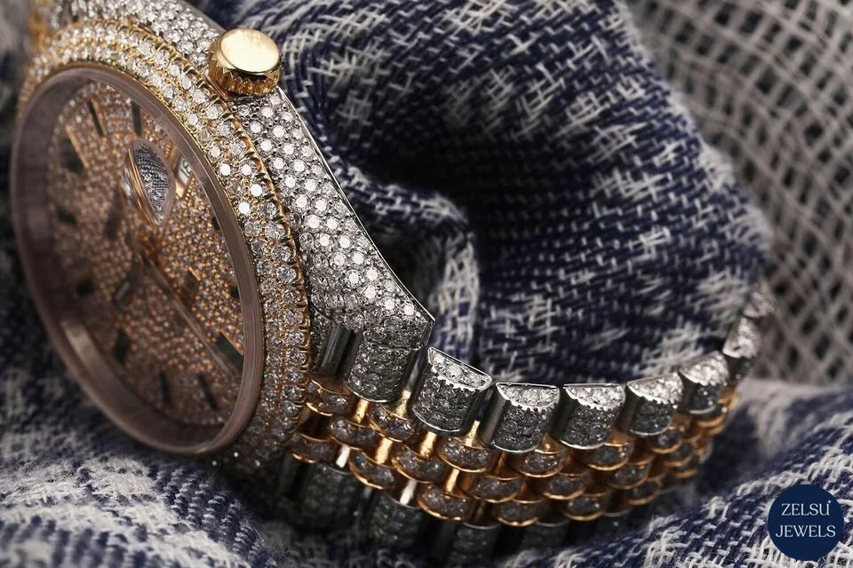 Sophisticated two-tone gold watch with VVS clarity diamonds, offering both style and brilliance.