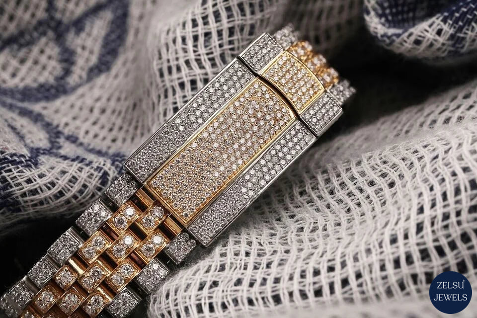 Stunning two-tone gold watch with VVS clarity diamonds, ideal for making a bold luxury statement.