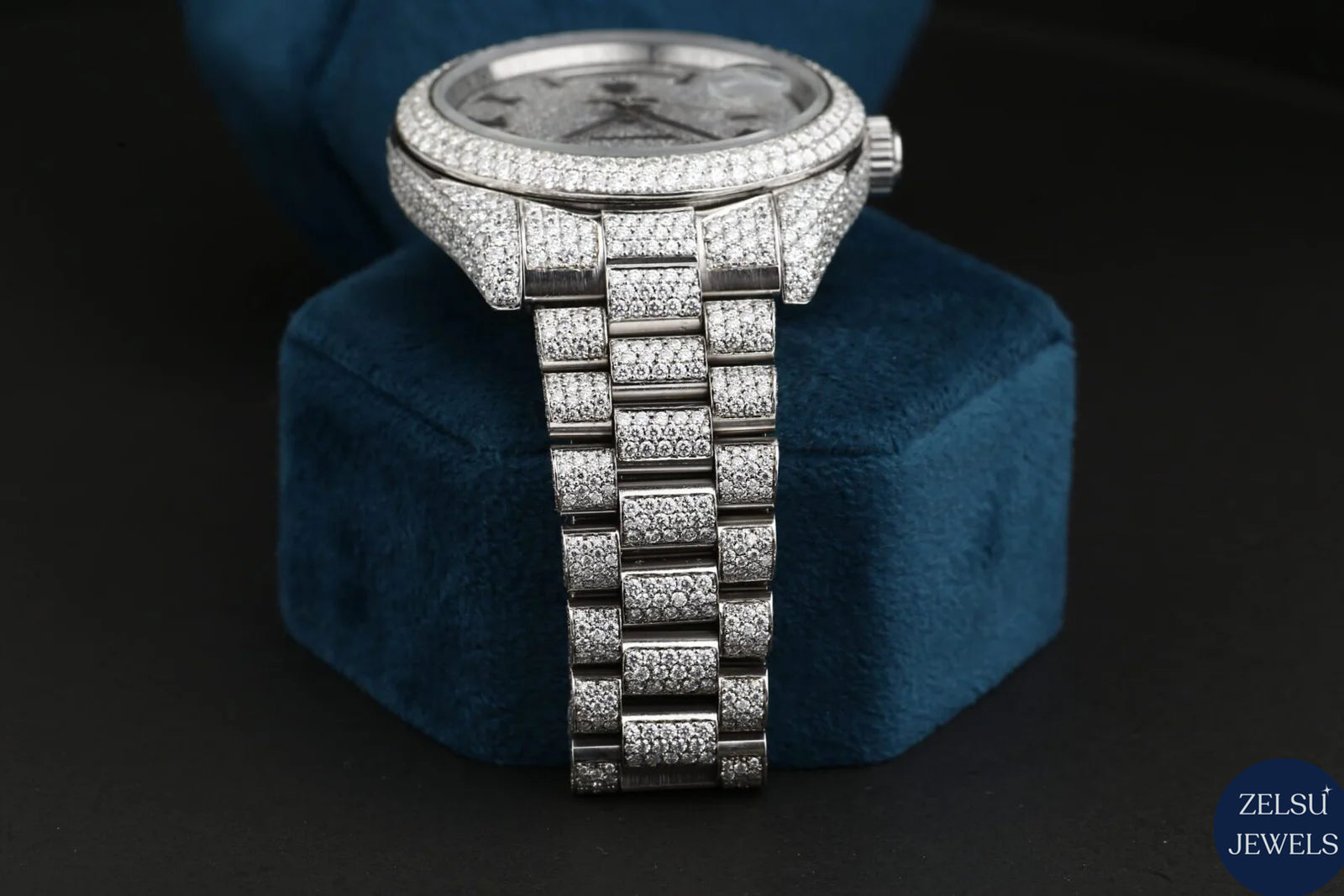 Radiant Rolex silver bust-down diamond watch, ideal for those seeking a timeless luxury timepiece with a modern twist.