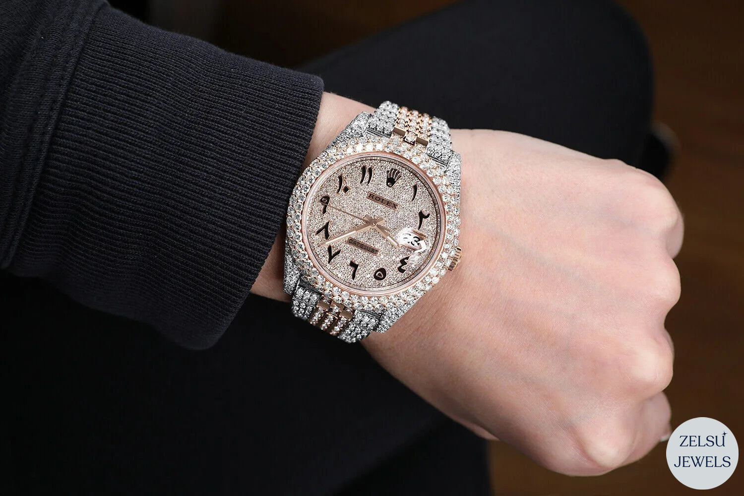 Elegant two-tone Rolex diamond watch, perfect for those who appreciate both luxury and Swiss precision.