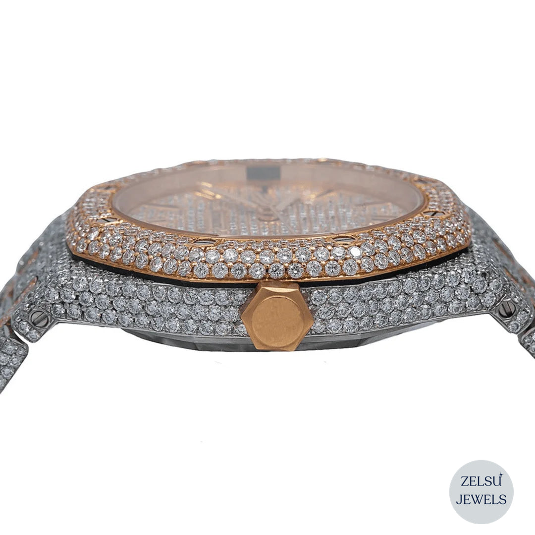 Two-tone luxury diamond watch with radiant diamonds, perfect for a refined and elegant look.