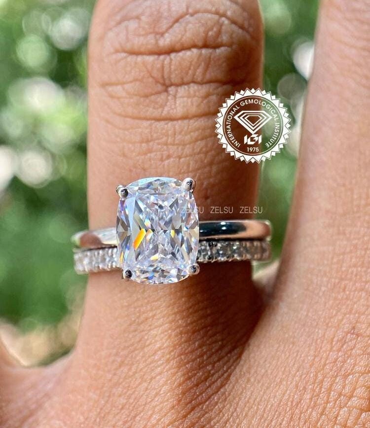 carat F/VS1 IGI Certified Elongated Cushion Cut Solitaire Hidden H