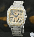 Luxury Cartier two-tone silver automatic watch with precision movement and elegant design.