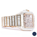 Automatic moissanite watch with a stunning emerald diamond bezel, perfect for those who appreciate luxury and precision.