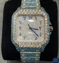 Exquisite green diamond moissanite watch with a vibrant design, perfect for those seeking a luxury, hip-hop inspired timepiece.