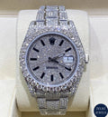 Luxury Rolex moissanite diamond watch for men, featuring a diamond-encrusted bezel and Swiss precision.