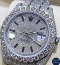 Rolex men's watch with moissanite diamonds and a diamond bezel, perfect for those who appreciate luxury and precision.