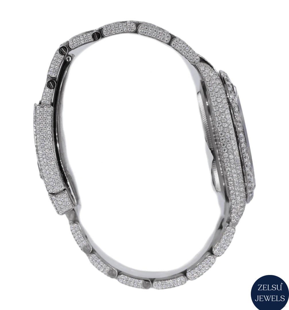 Sophisticated Rolex moissanite diamond watch for men, featuring dazzling diamonds and a refined diamond bezel.