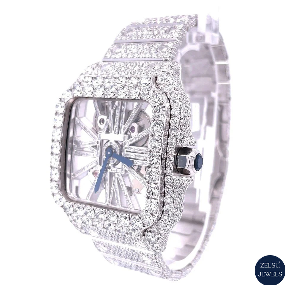 Exquisite automated silver Cartier watch, perfect for collectors who appreciate fine Swiss craftsmanship.