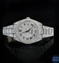 Luxury Rolex silver bust-down diamond watch, offering both elegance and opulence in a striking design.