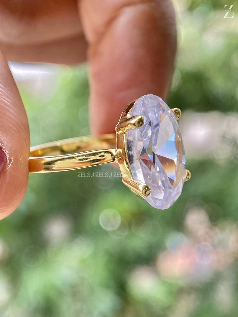 3.93CT Moval Moissanite Engagement Ring - Elongated Oval Solitaire