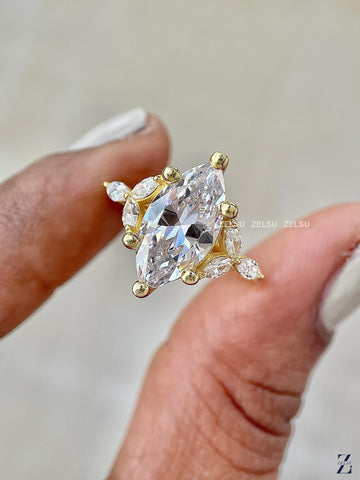 Vintage Marquise Moissanite Engagement Ring | Wedding & Anniversary